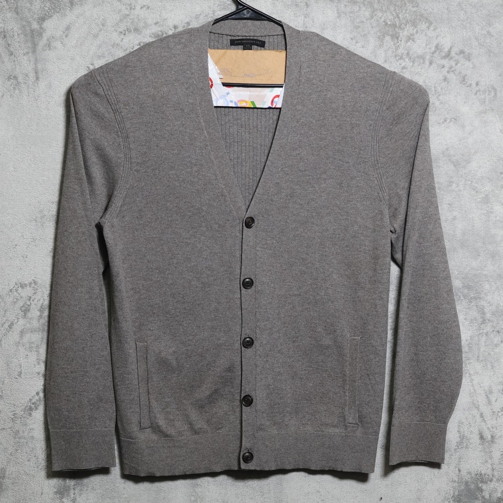 John Varvatos Cardigan Mens XXL Brown V Neck Yak Hair Cotton Knit Sweater Preppy